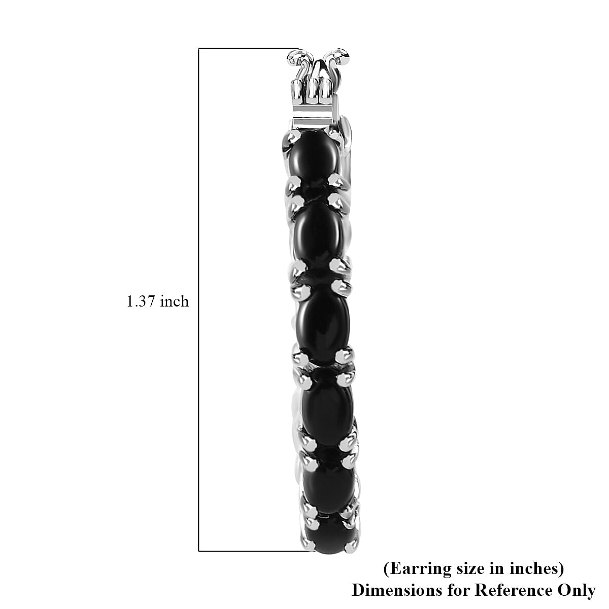 Black Onyx Hoop Earrings in Stainless Steel 12.65 ctw image number 4