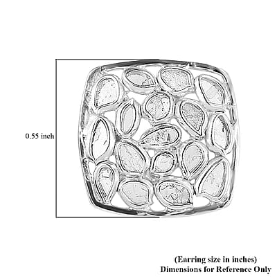 Artisan Crafted Polki Diamond Stud Earrings in Platinum Over Sterling Silver 1.00 ctw