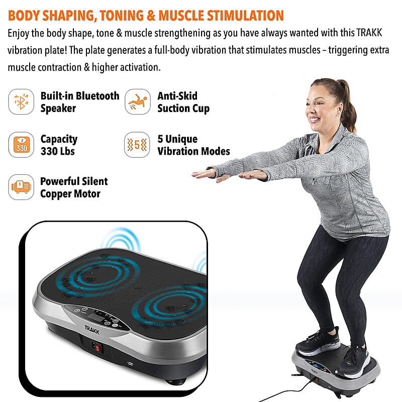 Trakk Plate Full Body Vibration Machine with Resistance Bands, Remote and Bluetooth Connection