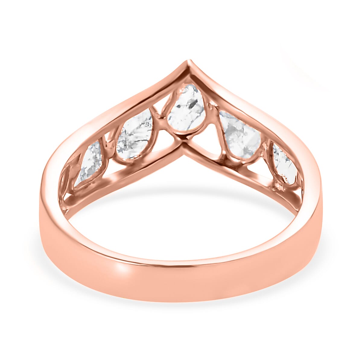 Polki Diamond Wishbone Ring in Vermeil Rose Gold Over Sterling Silver (Size 8.0) 0.50 ctw image number 4