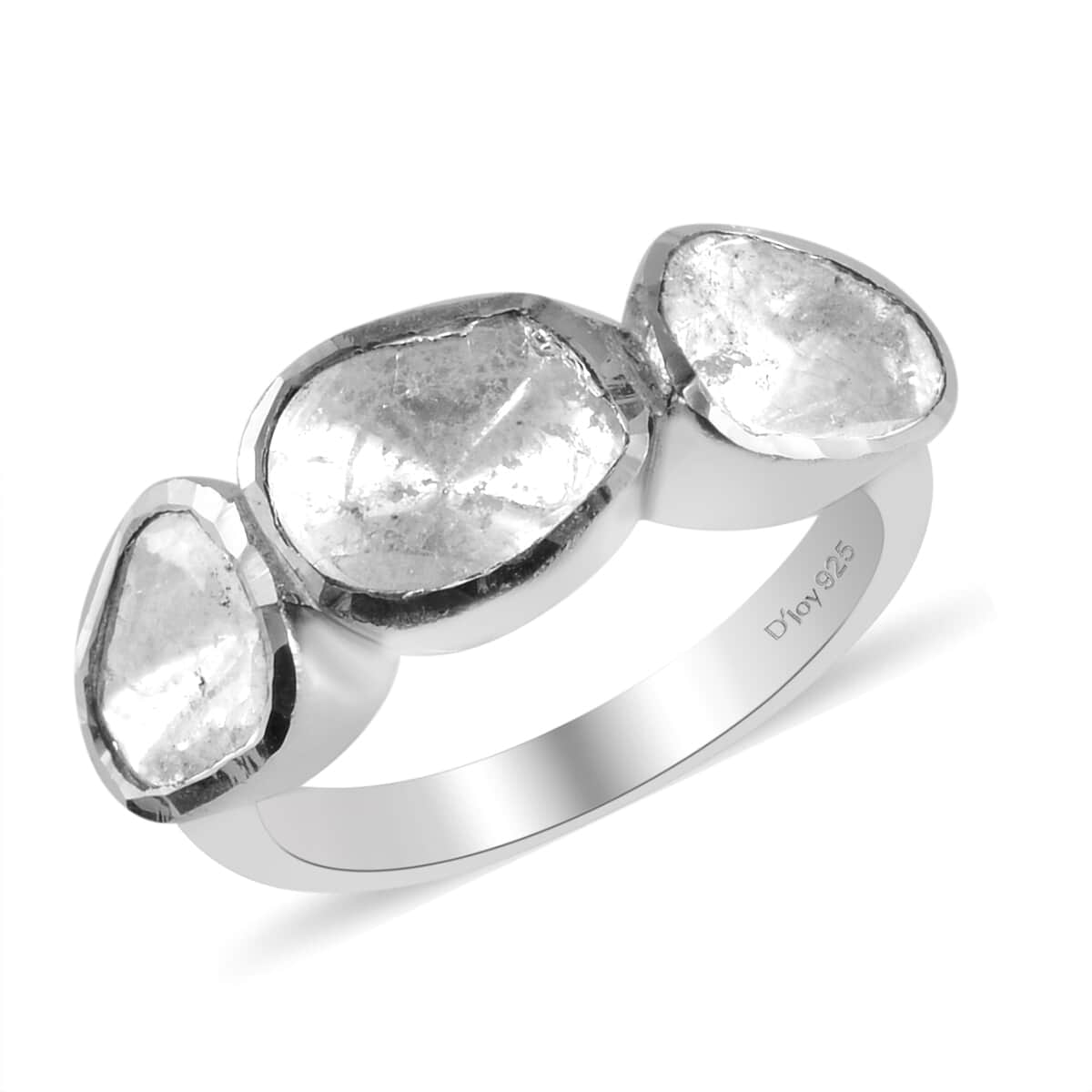 Polki Diamond Ring in Platinum Over Sterling Silver 1.25 ctw image number 0