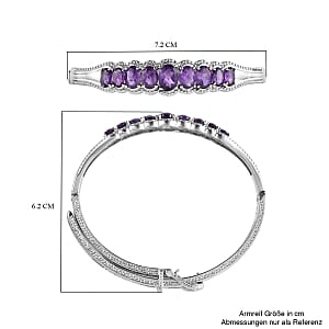 African Amethyst 6.35 ctw Bangle Bracelet in Stainless Steel (7.5 In)