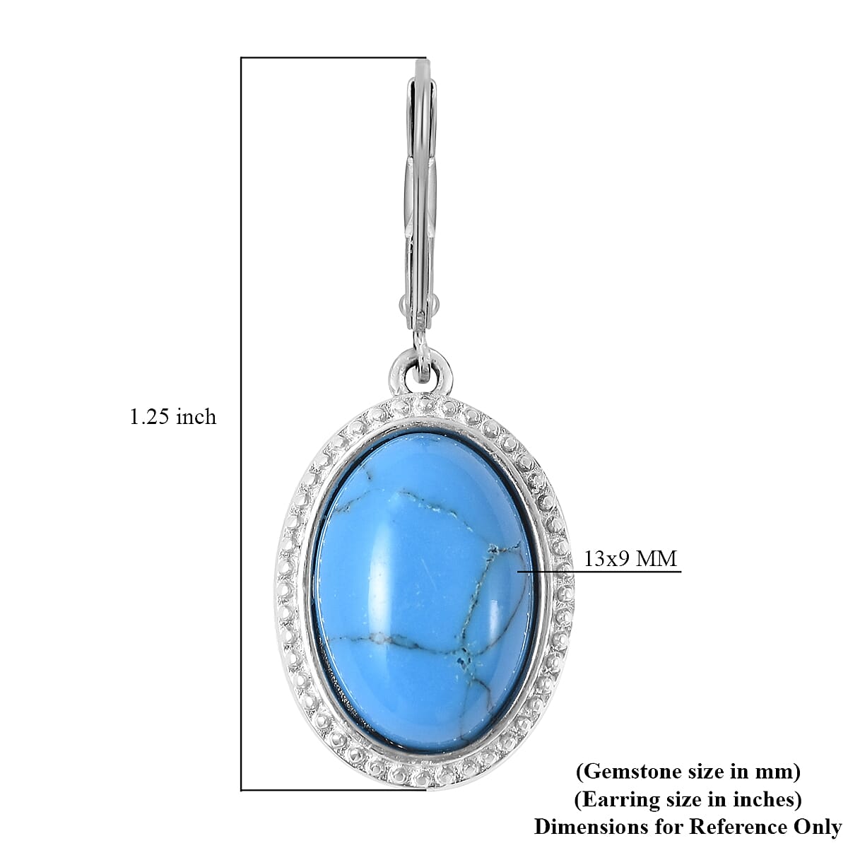 Blue Howlite Lever Back Earrings in Stainless Steel 8.00 ctw