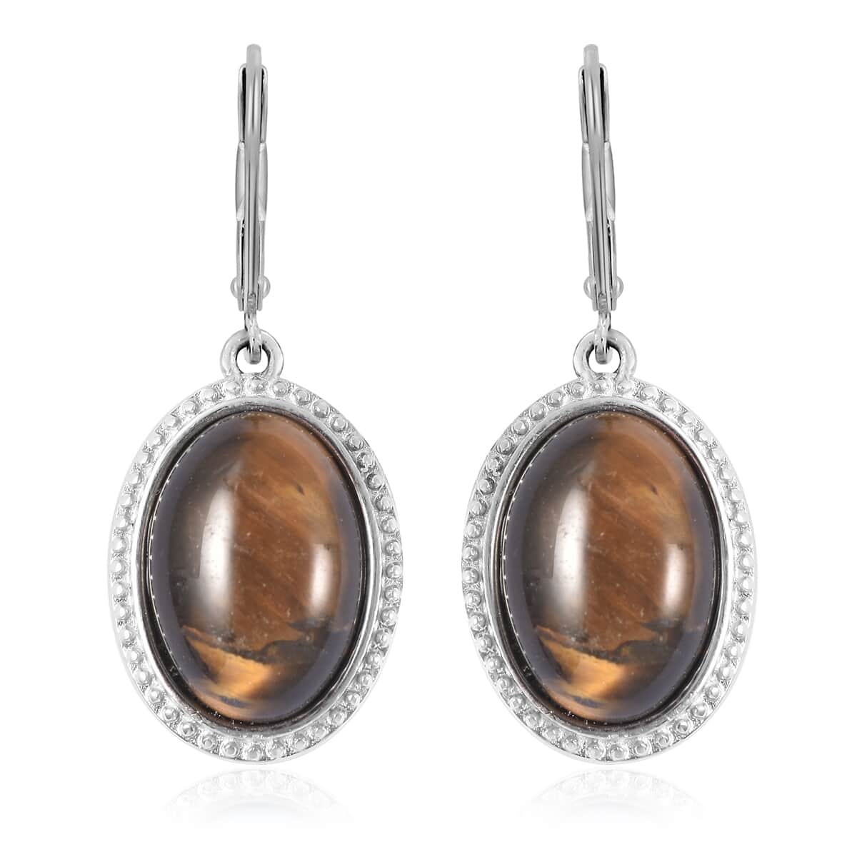 Yellow Tiger's Eye Lever Back Earrings in Stainless Steel 8.00 ctw image number 0