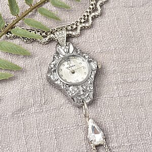 Strada Austrian Crystal Japanese Movement Bracelet Ring Watch in Silvertone