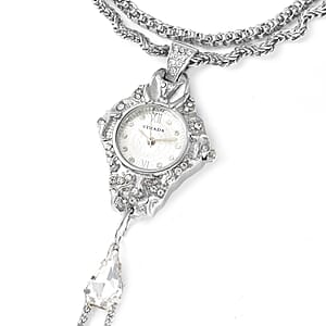 Strada Austrian Crystal Japanese Movement Bracelet Ring Watch in Silvertone