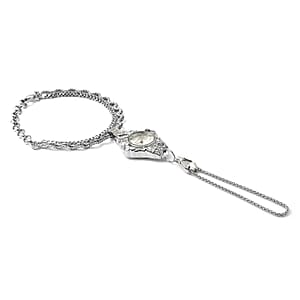 Strada Austrian Crystal Japanese Movement Bracelet Ring Watch in Silvertone