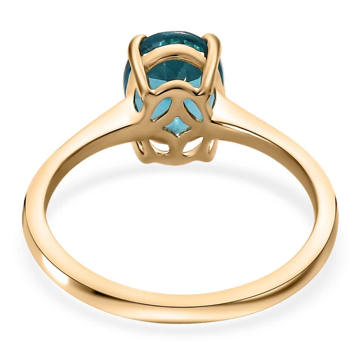 Luxoro Premium Madagascar Paraiba Apatite Solitaire Ring, Paraiba Apatite Ring, 10K Yellow Gold Ring, Wedding Ring 1.35 ctw (Size 10.0) image number 4