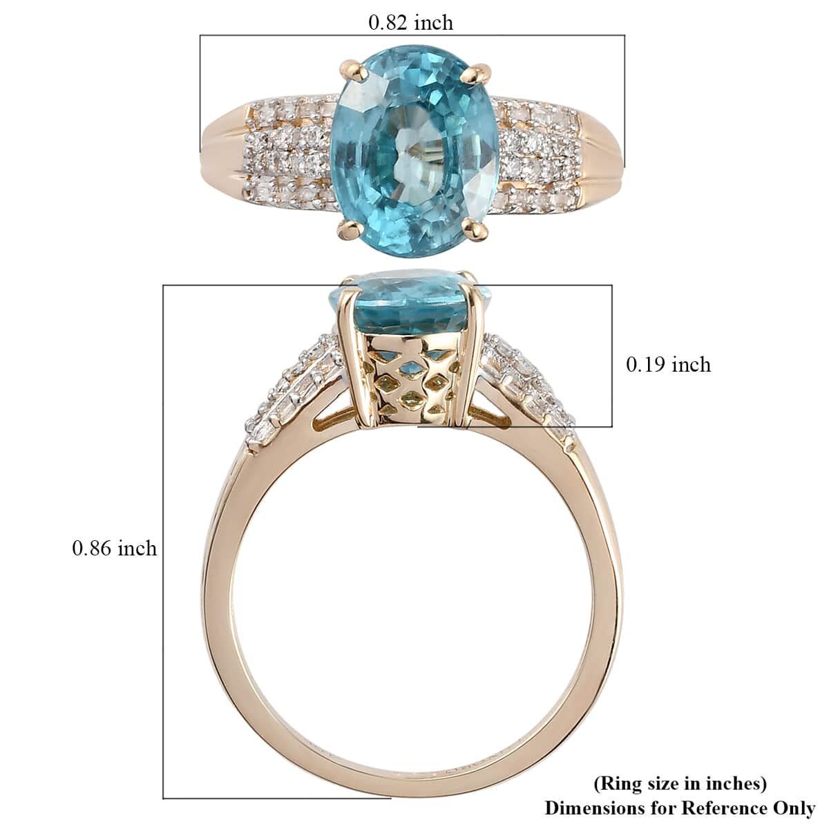 Luxoro 10K Yellow Gold Premium Ratanakiri Blue Zircon and Diamond Ring (Size 9.0) 4.60 ctw image number 5