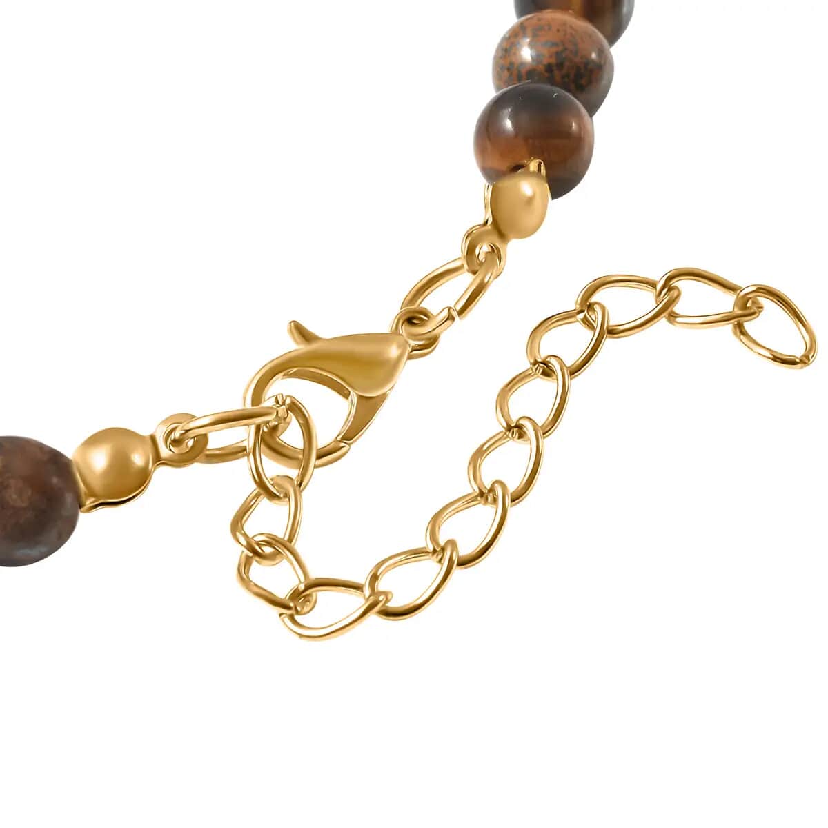 Feng Shui Luminous Beaded Pi xiu Necklace 18-20 Inches in Goldtone 173.50 ctw image number 5