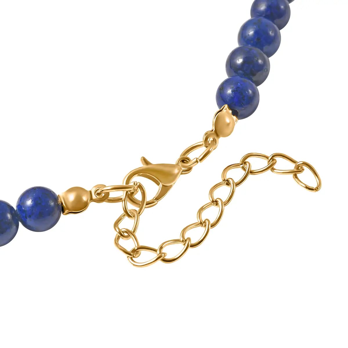 Feng Shui Lapis Lazuli Beaded Pi Xiu Necklacein Goldtone, Hand Carved Beads Necklace, Lucky Charm 18-20 Inches 207.50 ctw image number 5