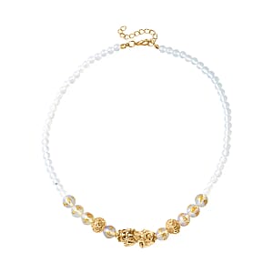 Feng Shui Gold Opalite 165.00 ctw Beaded Pi Xiu Necklace in Goldtone, Bead Necklace For Women, Unique Birthday Gifts (18-20 Inches)