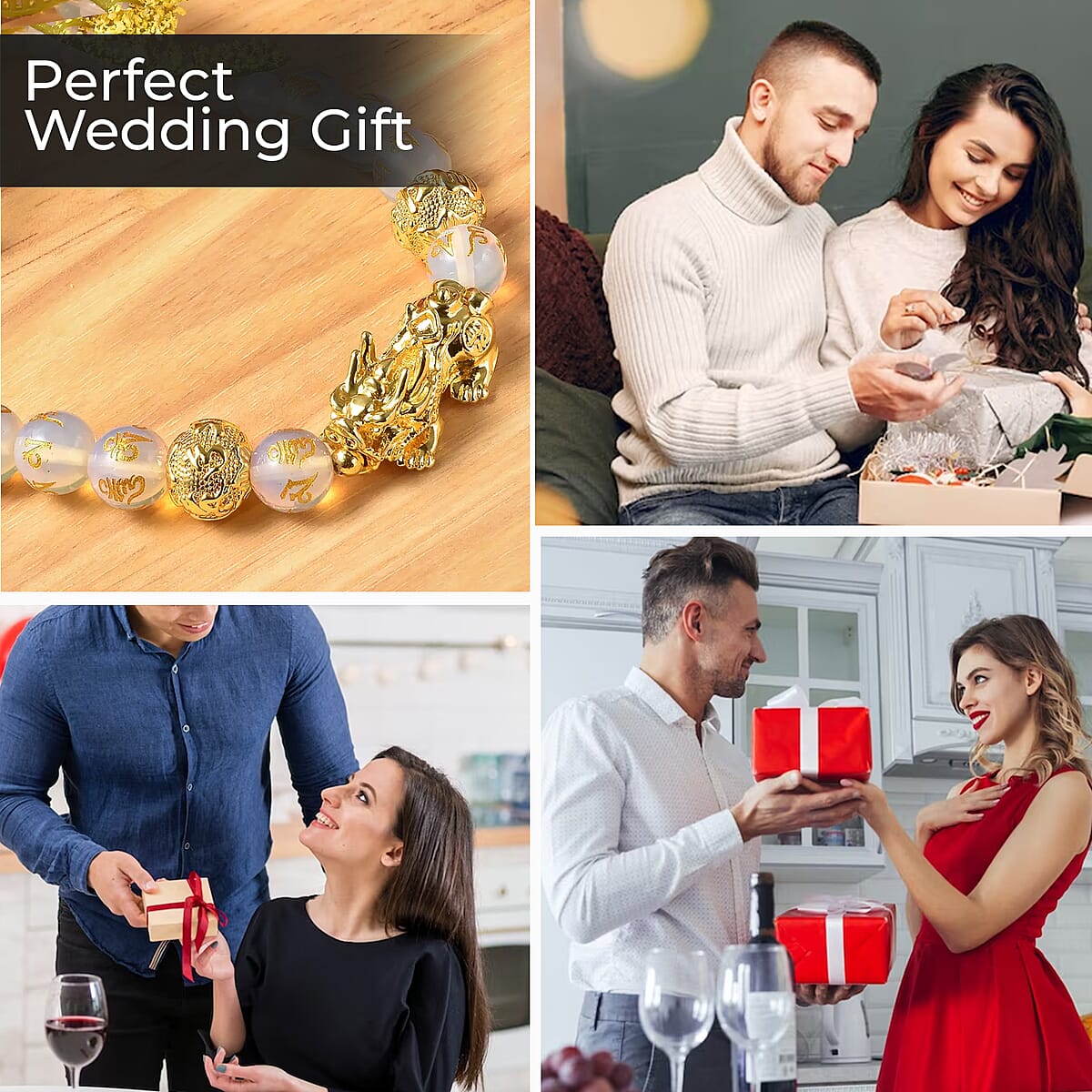 Feng Shui Gold Opalite 165.00 ctw Beaded Pi Xiu Necklace in Goldtone, Bead Necklace For Women, Unique Birthday Gifts (18-20 Inches) image number 4