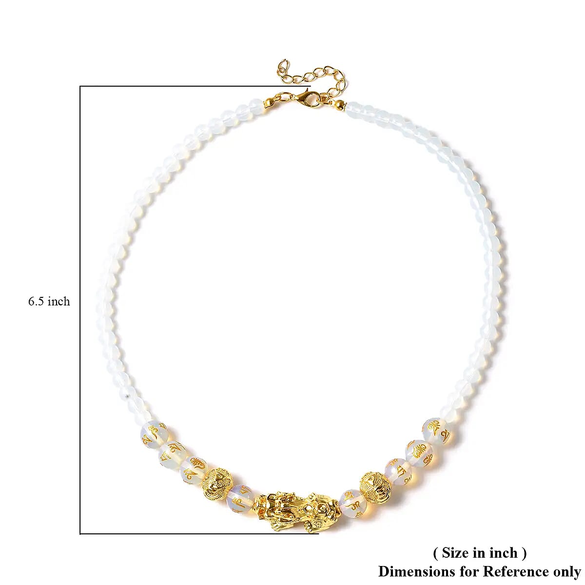 Feng Shui Gold Opalite 165.00 ctw Beaded Pi Xiu Necklace in Goldtone, Bead Necklace For Women, Unique Birthday Gifts (18-20 Inches) image number 6