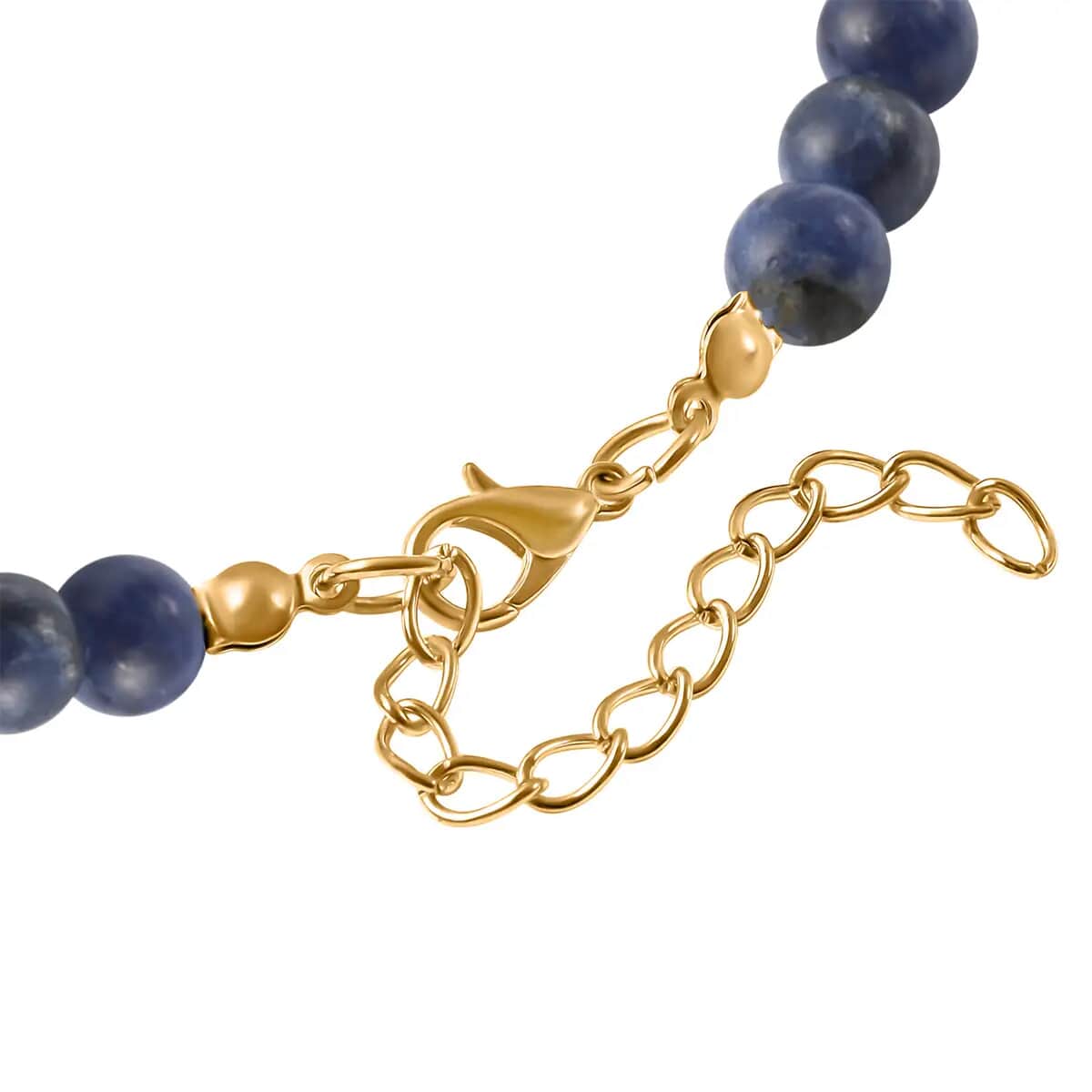 Feng Shui Sodalite Beaded Pixiu Necklace in Goldtone,Hand Carved Beads Necklace,Lucky Charm 18-20 Inches 173.00 ctw image number 5