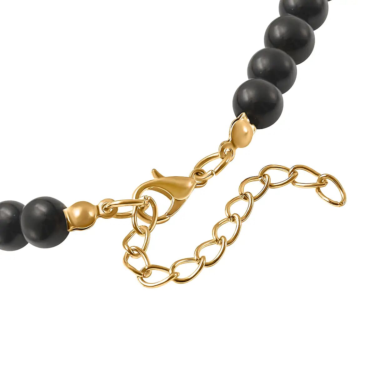 Feng Shui Black Obsidian Beaded Pixiu Necklace in Goldtone,Hand Carved Beads Necklace,Lucky Charm 18-20 Inches 173.50 ctw