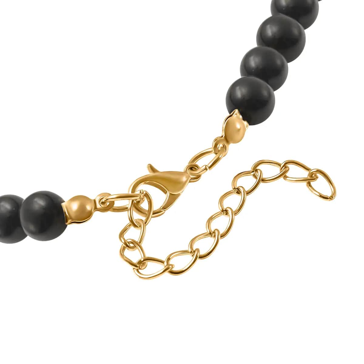 Feng Shui Black Obsidian Beaded Pixiu Necklace in Goldtone,Hand Carved Beads Necklace,Lucky Charm 18-20 Inches 173.50 ctw image number 5