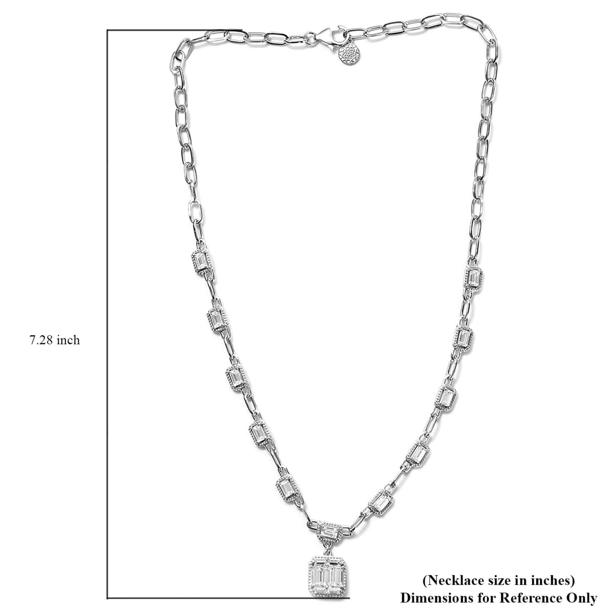 Lustro Stella Made with Finest CZ Necklace 18 Inches in Platinum Over Sterling Silver 8.20 ctw image number 3