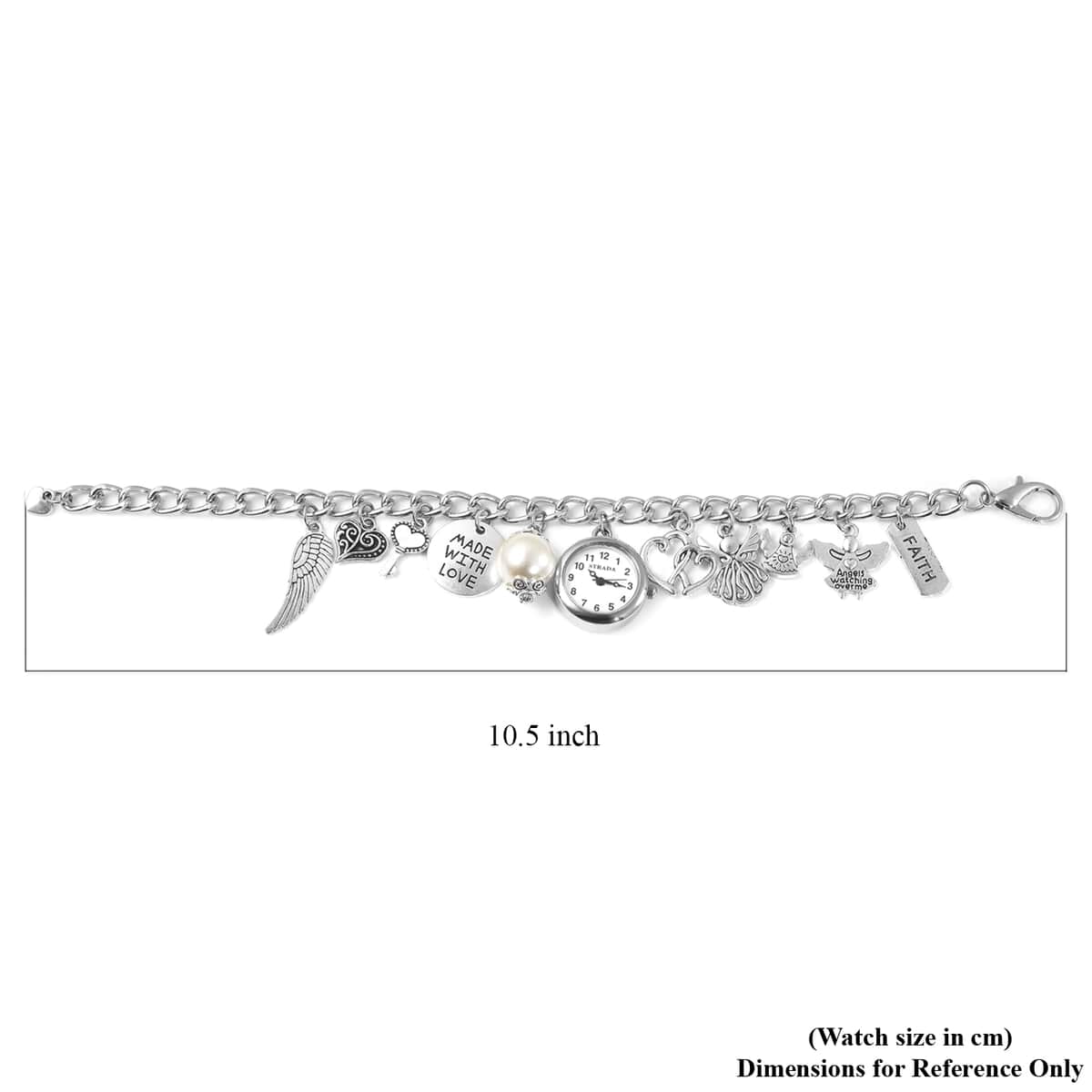 STRADA White Resin Japanese Movement Multi Charm Bracelet Watch 6.00 ctw image number 6