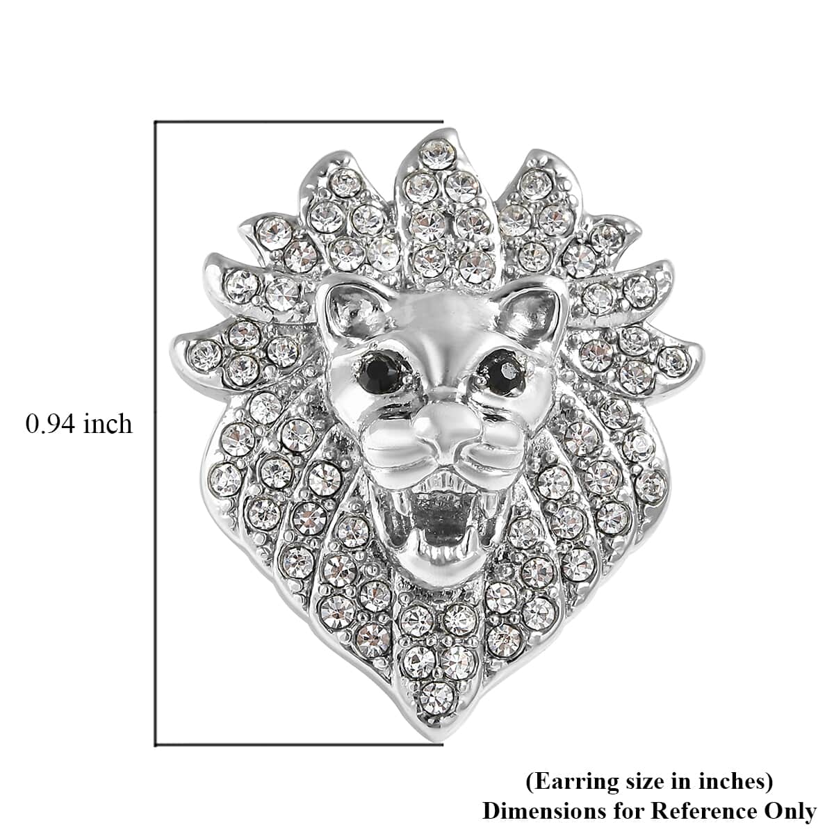 Black and White Austrian Crystal Lion Earrings in Stainless Steel image number 3