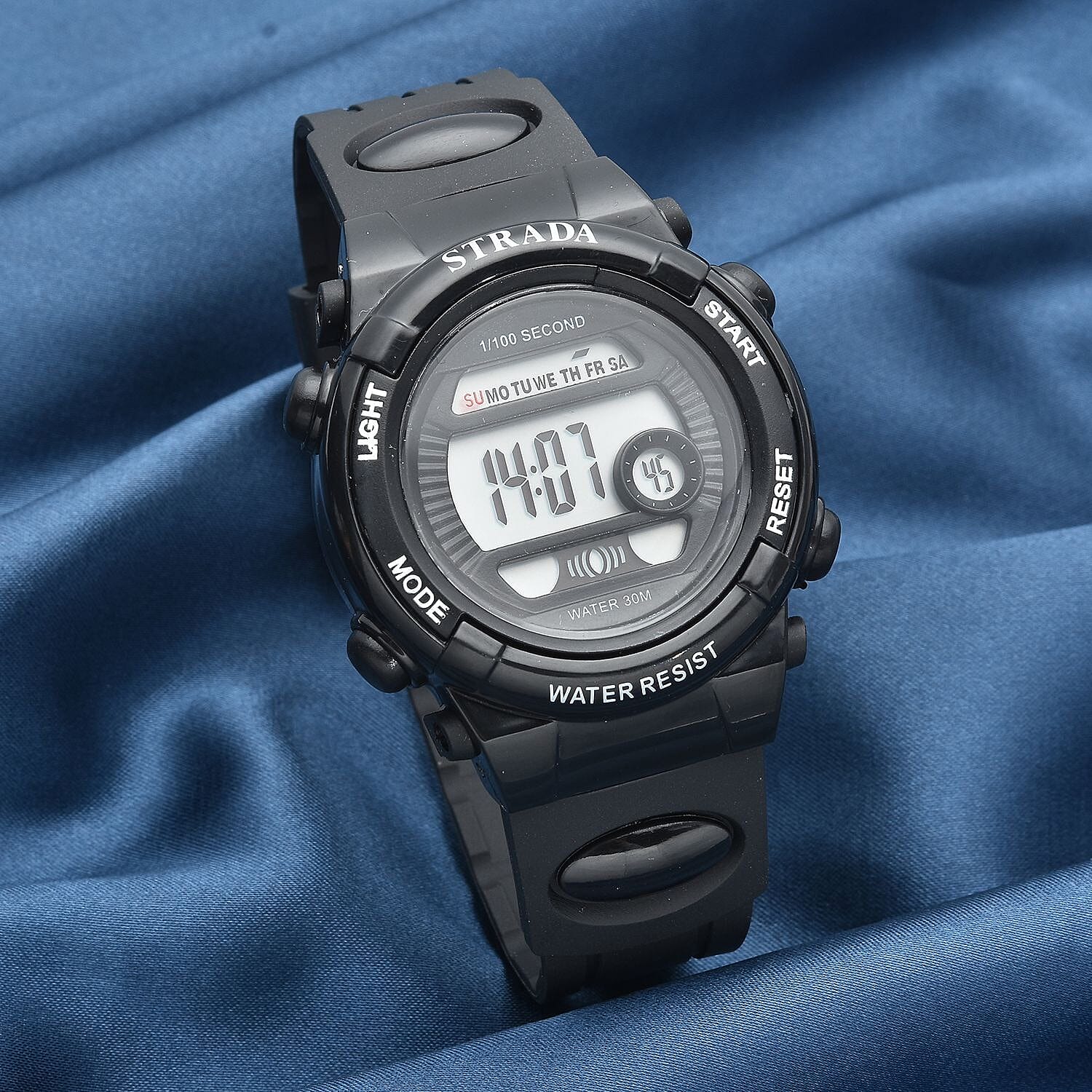 Strada Electronic Movement Multi Functional Watch with Black Silicone Strap (41.40 mm) (5.0-8.0 Inches)