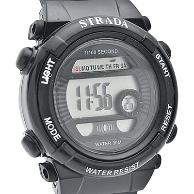 Strada Electronic Movement Multi Functional Watch with Black Silicone Strap (41.40 mm) (5.0-8.0 Inches)