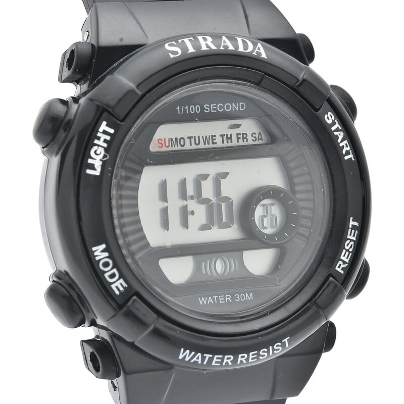Strada Electronic Movement Multi Functional Watch with Black Silicone Strap (41.40 mm) (5.0-8.0 Inches)