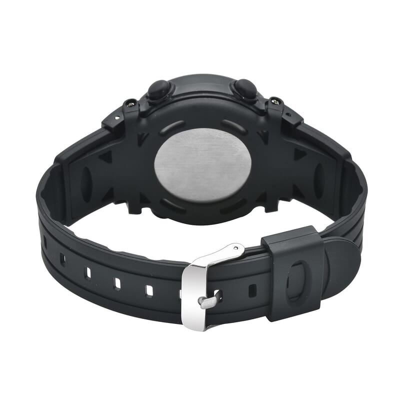 Strada Electronic Movement Multi Functional Watch with Black Silicone Strap (41.40 mm) (5.0-8.0 Inches)