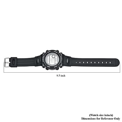 Strada Electronic Movement Multi Functional Watch with Black Silicone Strap (41.40 mm) (5.0-8.0 Inches)