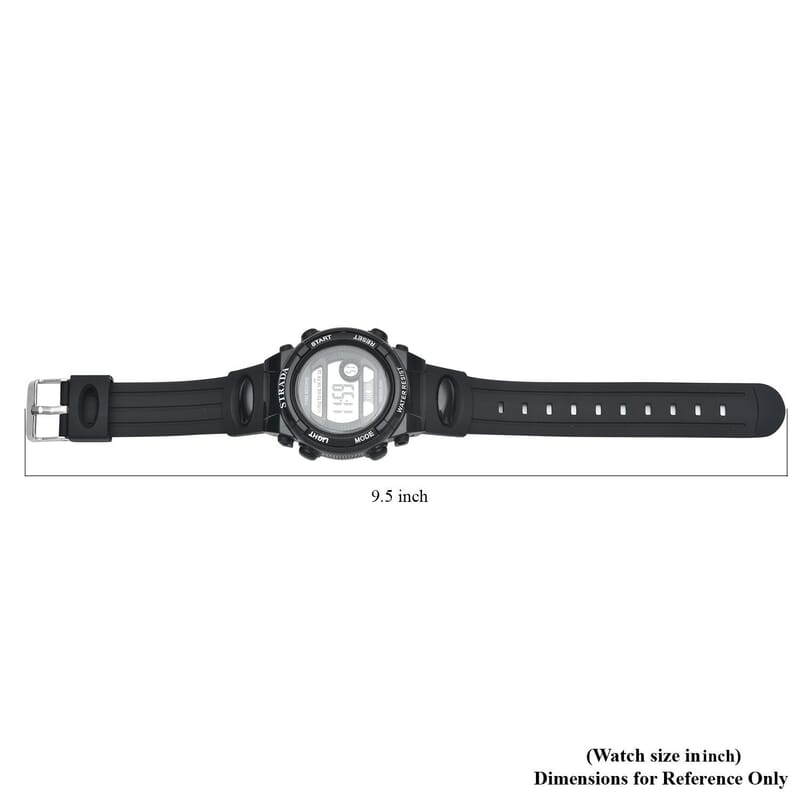 Strada Electronic Movement Multi Functional Watch with Black Silicone Strap (41.40 mm) (5.0-8.0 Inches)