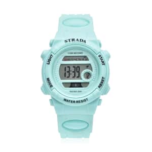 Strada Electronic Movement Multi Functional Watch with Blue Green Silicone Strap (41.40 mm) (5.0-8.0 Inches)