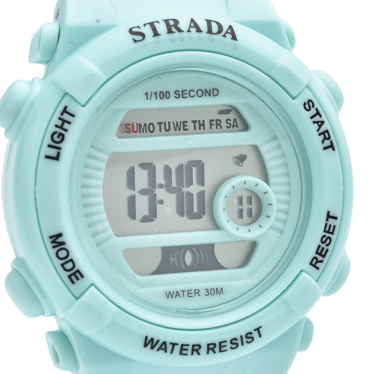 Strada Electronic Movement Multi Functional Watch with Blue Green Silicone Strap (41.40 mm) (5.0-8.0 Inches) image number 3