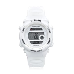 Strada Electronic Movement Multi Functional Watch with White Silicone Strap (41.40 mm) (5.0-8.0 Inches)