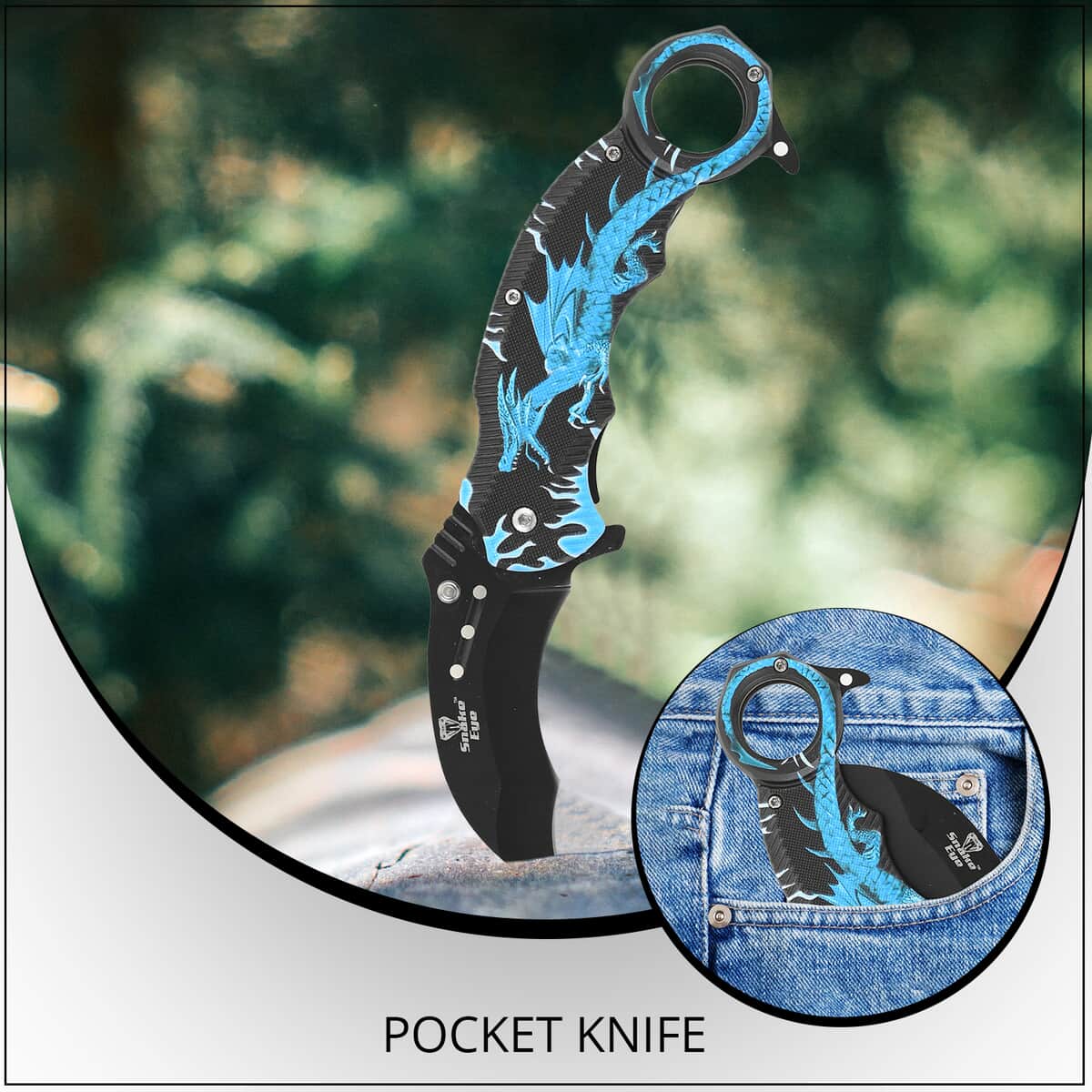 SNAKE EYE Blue Dragon Pocket Knife image number 1