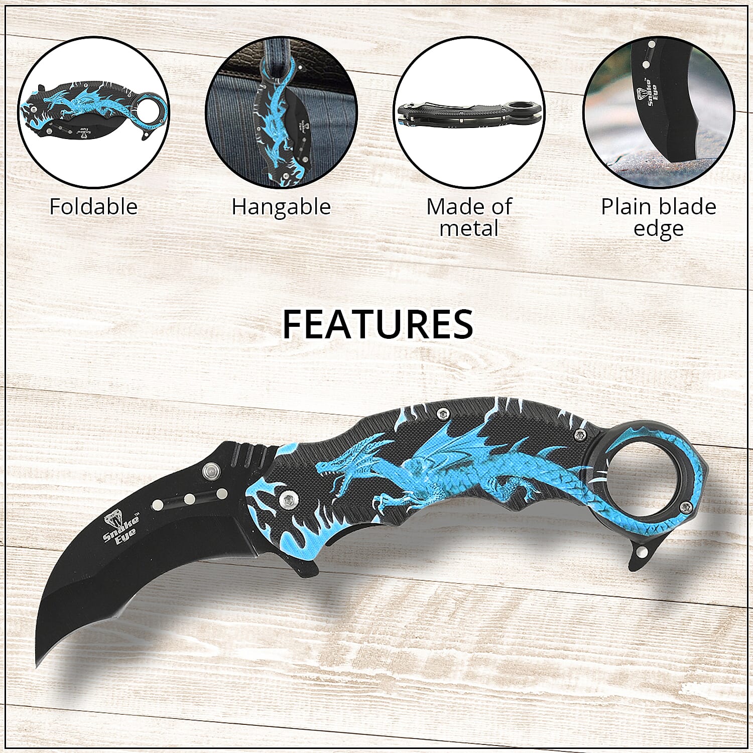 SNAKE EYE Blue Dragon Pocket Knife