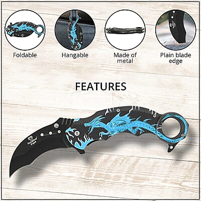 SNAKE EYE Blue Dragon Pocket Knife