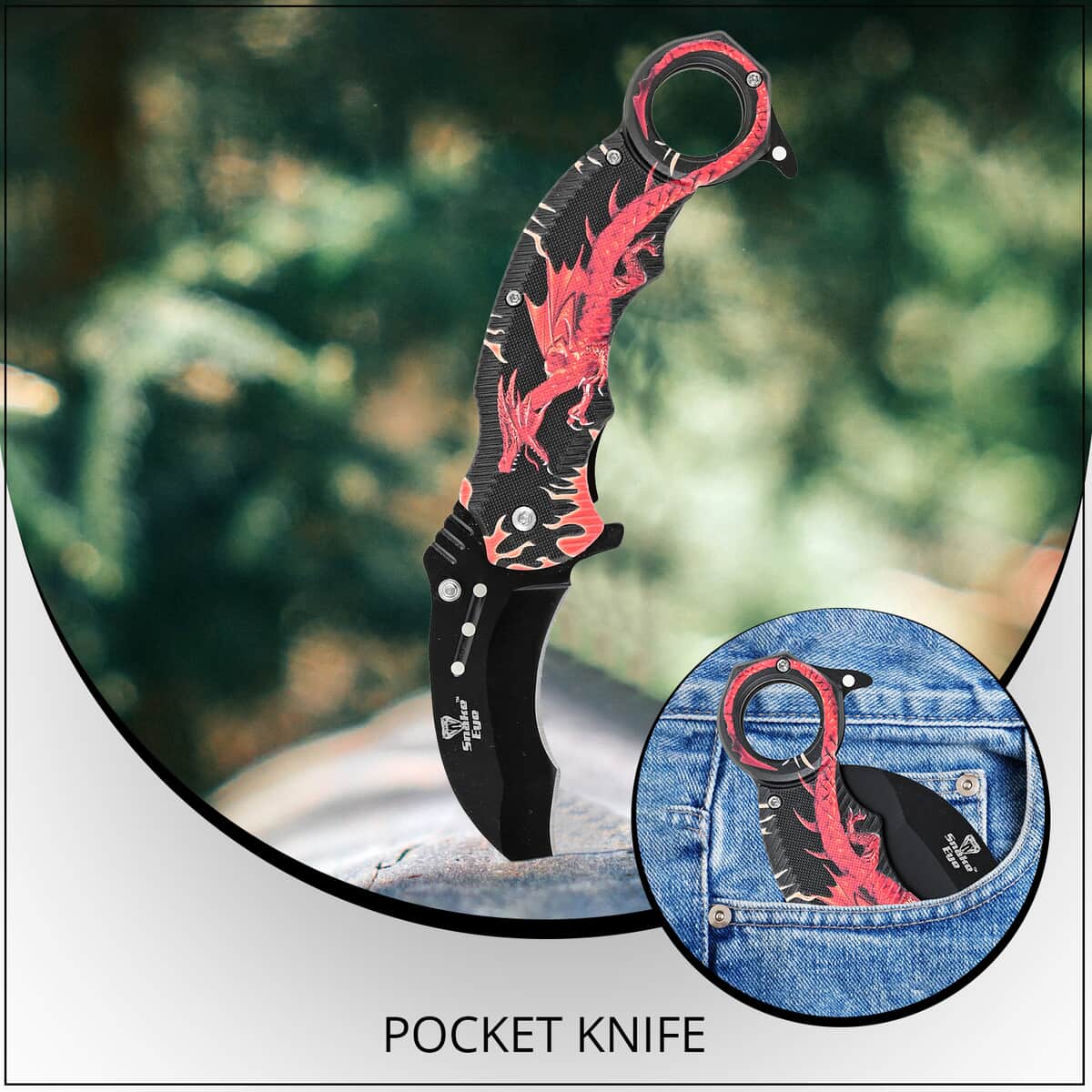SNAKE EYE Red Dragon Pocket Knife image number 1