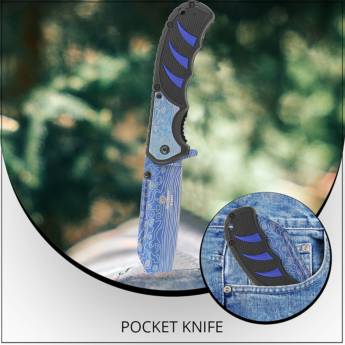 SNAKE EYE Metallic Blue Pocket Knife image number 2