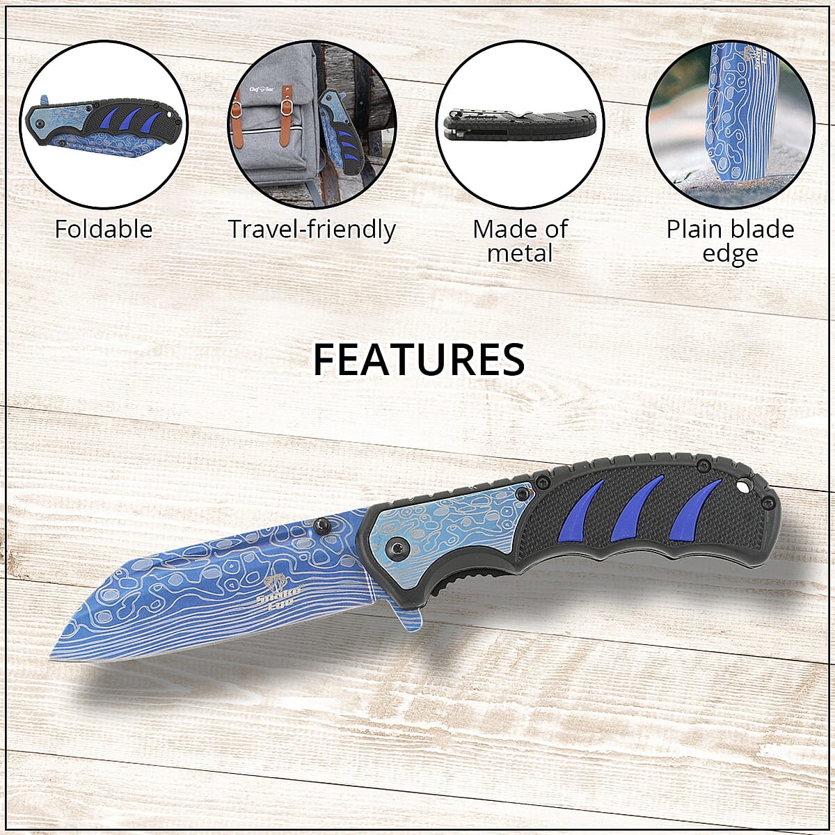 SNAKE EYE Metallic Blue Pocket Knife image number 3