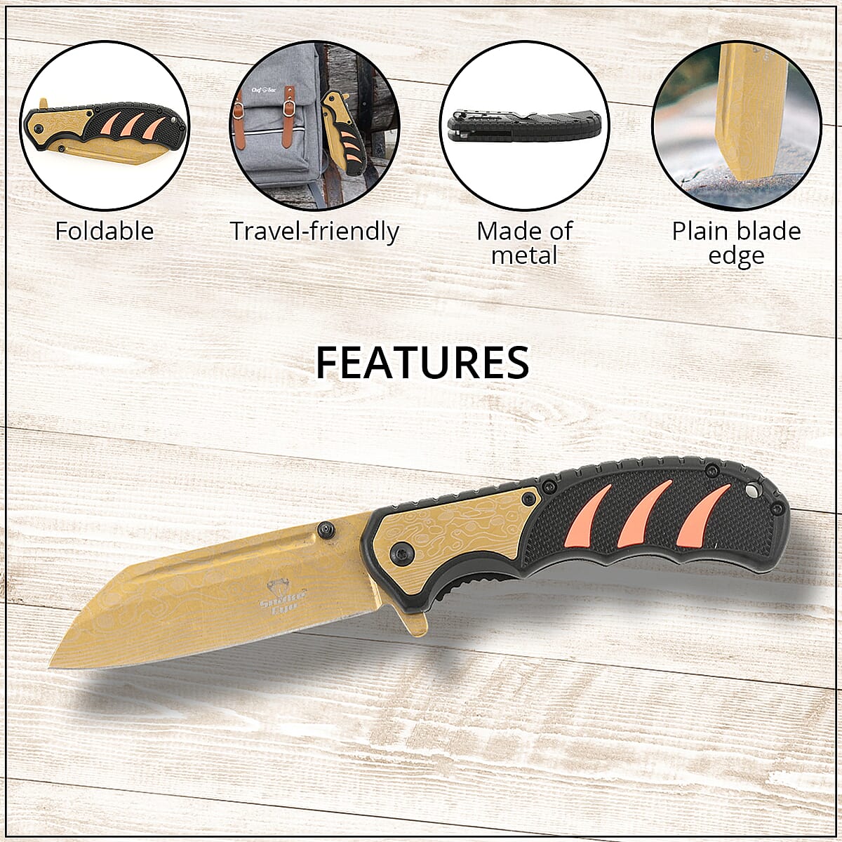SNAKE EYE Golden Pocket Knife image number 2