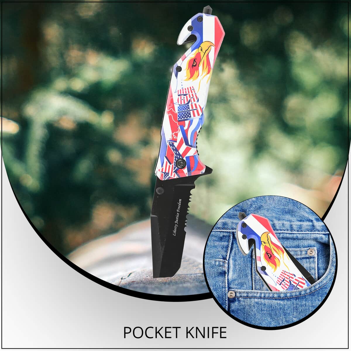SNAKE EYE Patriotic Eagle Pocket Knife image number 1