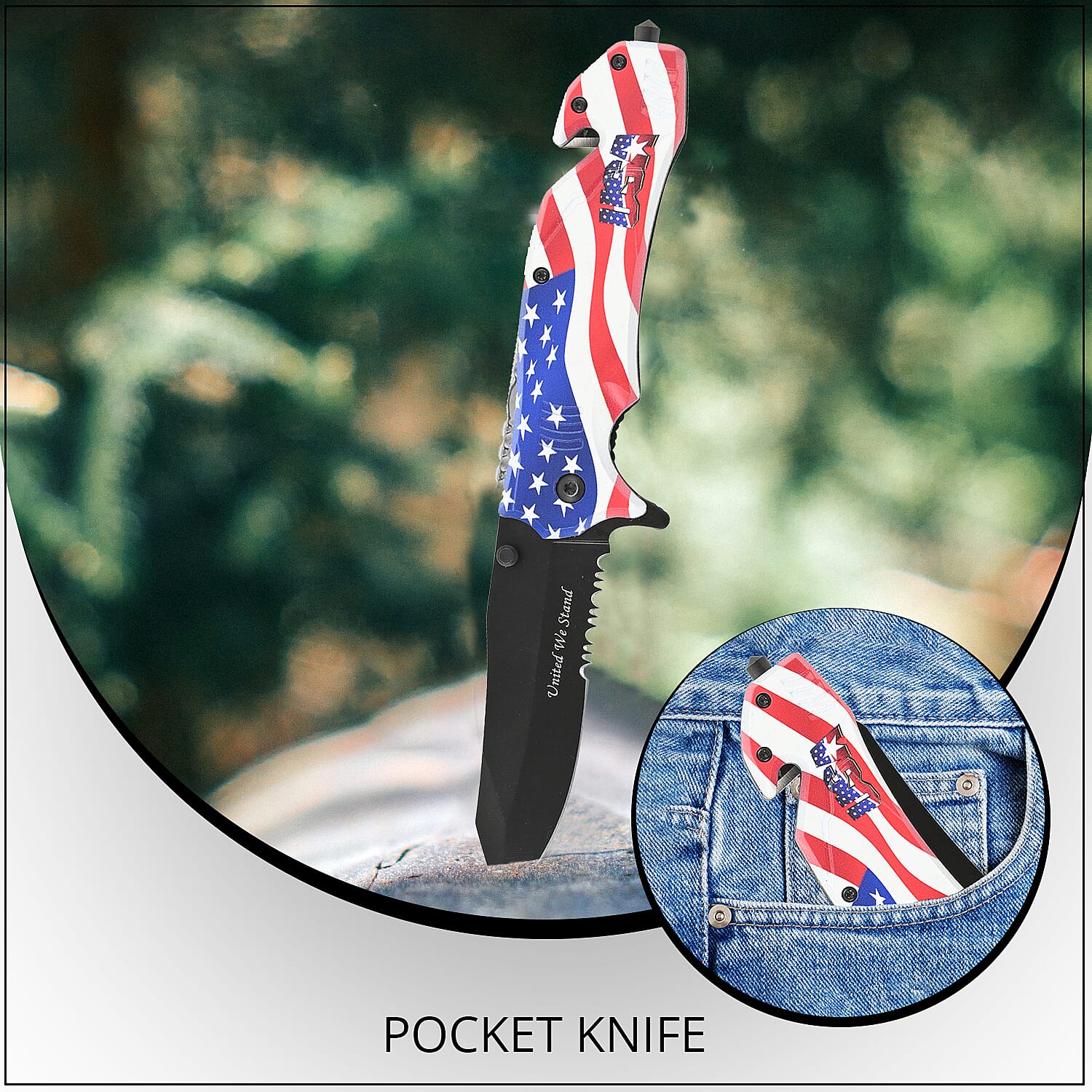 MASTER USA American Flag Pocket Knife - Drop Point