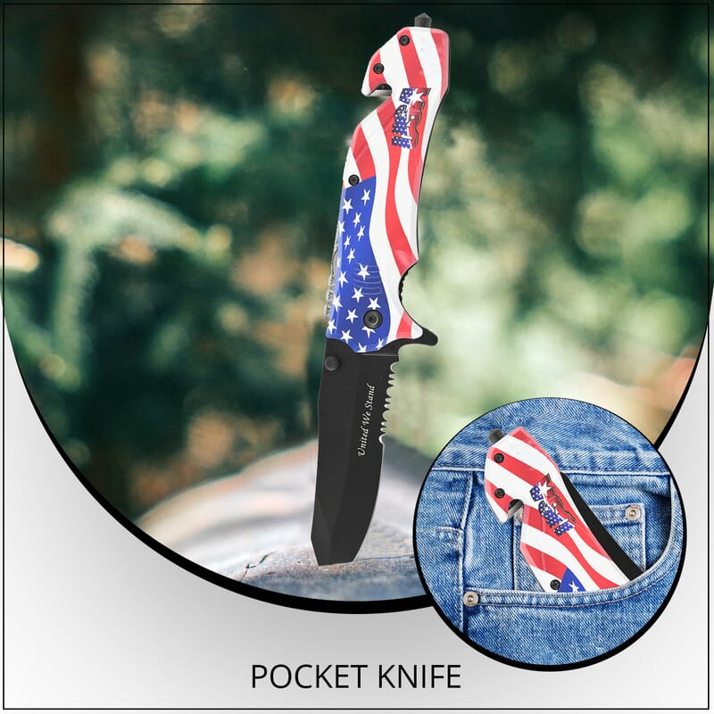 MASTER USA American Flag Pocket Knife - Drop Point