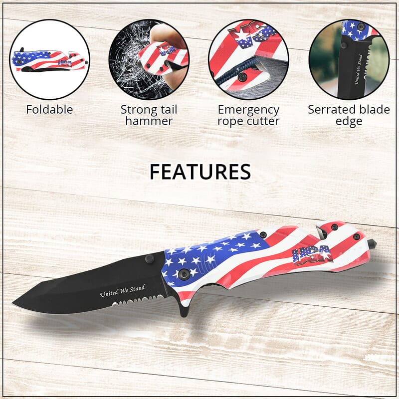 MASTER USA American Flag Pocket Knife - Drop Point