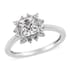 LUXORO 10K White Gold Asscher Zirconia from Swarovski Sunburst Ring 2 Grams 1.55 ctw image number 0