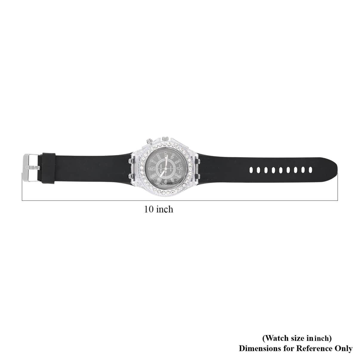 Strada Austrian Crystal Japanese Movement Watch with Black Silicone Strap (25.40 mm) (6.0-7.75 Inches) image number 6