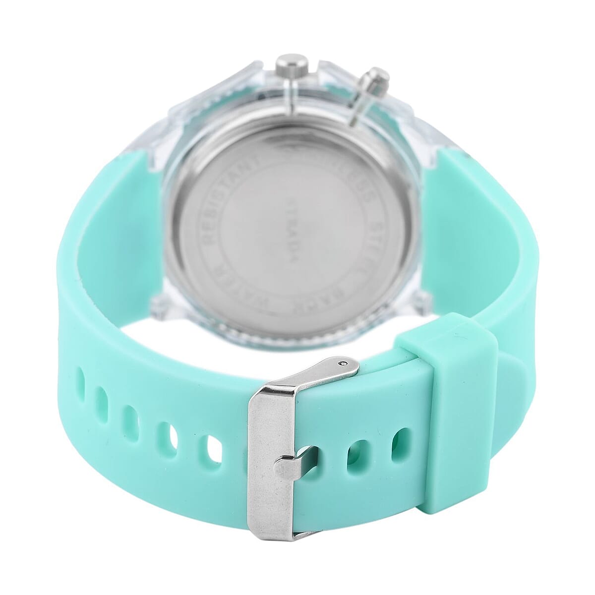Strada Austrian Crystal Japanese Movement Watch with Mint Green Silicone Strap (25.40 mm) (6.0-7.75 Inches) image number 5