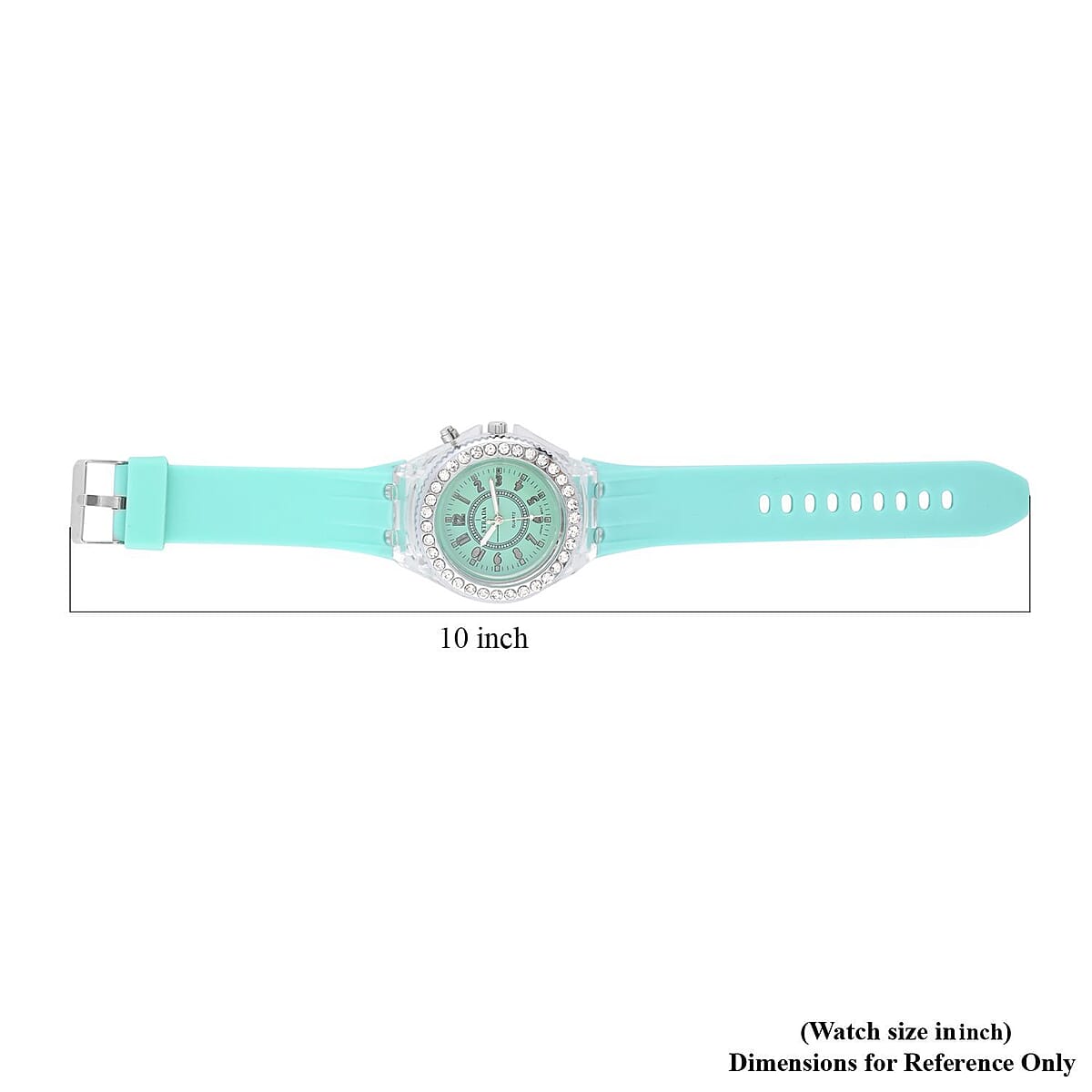 Strada Austrian Crystal Japanese Movement Watch with Mint Green Silicone Strap (25.40 mm) (6.0-7.75 Inches) image number 6