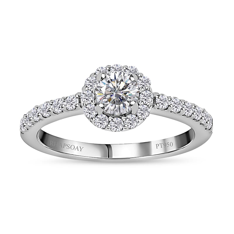 IGI Certified Rhapsody E-F VS Diamond 1.00 ctw Ring in 950 Platinum (Size 8.0) 4.70 Grams 