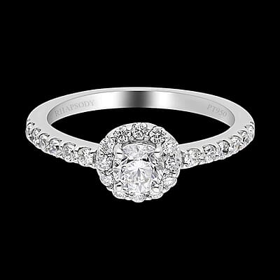 IGI Certified Rhapsody E-F VS Diamond 1.00 ctw Ring in 950 Platinum (Size 8.0) 4.70 Grams 